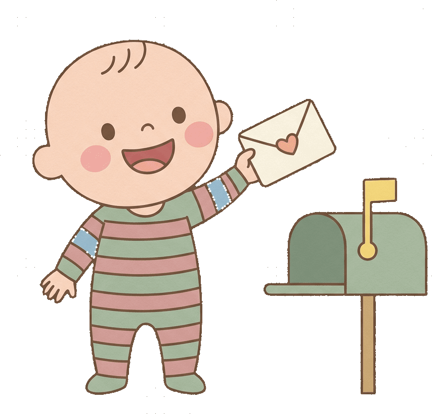 A child mailing an envelope at a mailbox
