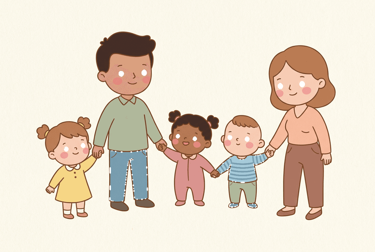 A group of community parents and children